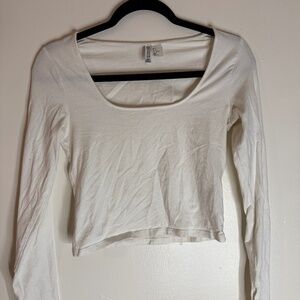 H&M DIVIDED Long Sleeve White Shirt with Split Hem Sleeves